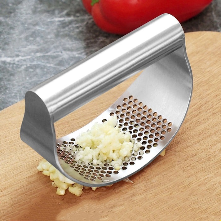 Rocker garlic press steel